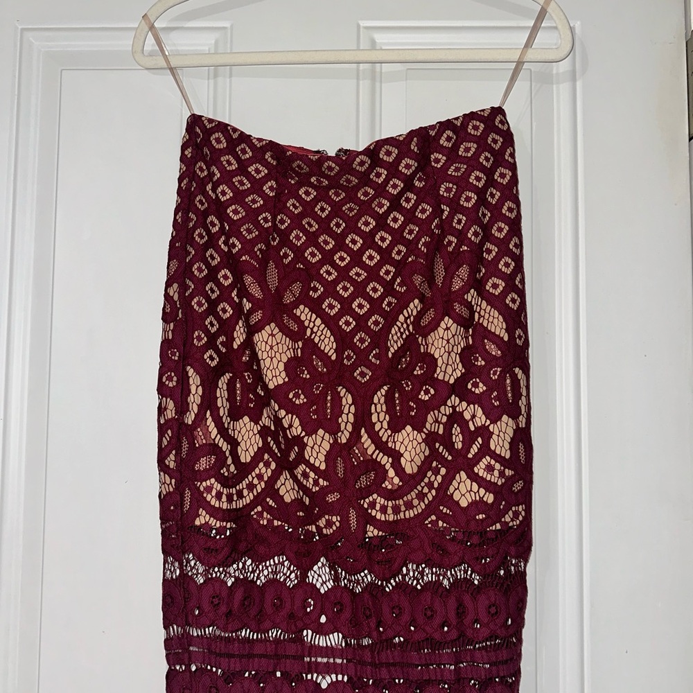 Elegant Burgundy Lace Skirt